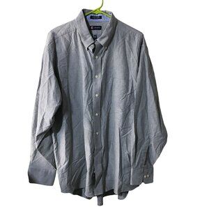 CHAPS CLASSIC FIT OXFORD LONG SLEEVE BUTTON DOWN GRAY WRINKLE FREE SHIRT MENS 34